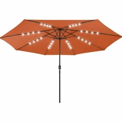 MAISON EXCLUSIVE - Parasol de jardin avec lumières led et mât en métal terre cuite