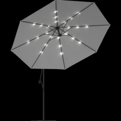 MAISON EXCLUSIVE - Parasol de jardin en porte-à-feux et lumières led mât en métal