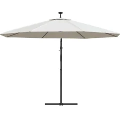 MAISON EXCLUSIVE - Parasol de jardin en porte-à-feux et lumières led mât en métal