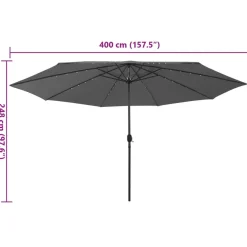 MAISON EXCLUSIVE - Parasol de jardin avec lumières led et mât en métal anthracite