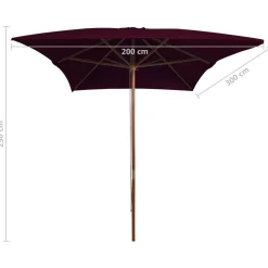 MAISON EXCLUSIVE - Parasol de jardin avec mât en bois rouge bordeaux 200x300 cm