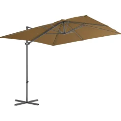 MAISON EXCLUSIVE - Parasol de jardin en porte-à-faux avec mât en acier taupe