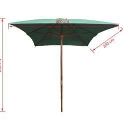 MAISON EXCLUSIVE - Parasol avec poteau en bois 200 x 300 cm vert