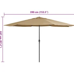 MAISON EXCLUSIVE - Parasol de jardin avec mât en métal 390 cm taupe