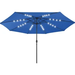 MAISON EXCLUSIVE - Parasol de jardin avec lumières led et mât en métal bleu azuré