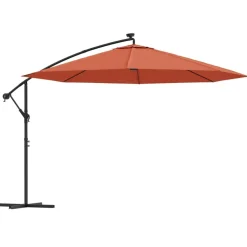 MAISON EXCLUSIVE - Parasol de jardin en porte-à-faux avec lumières led terre cuite