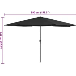MAISON EXCLUSIVE - Parasol de jardin avec mât en métal 390 cm noir