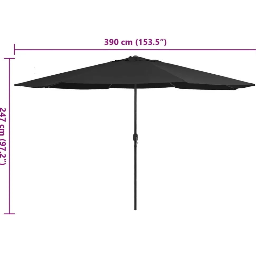 MAISON EXCLUSIVE - Parasol de jardin avec mât en métal 390 cm noir