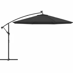 MAISON EXCLUSIVE - Parasol de jardin en porte-à-faux avec lumières led noir 350 cm