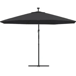 MAISON EXCLUSIVE - Parasol de jardin en porte-à-faux avec lumières led noir 350 cm