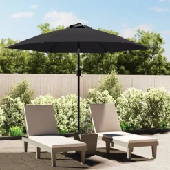 MAISON EXCLUSIVE - Parasol d'extérieur avec lumières led et mât en acier noir