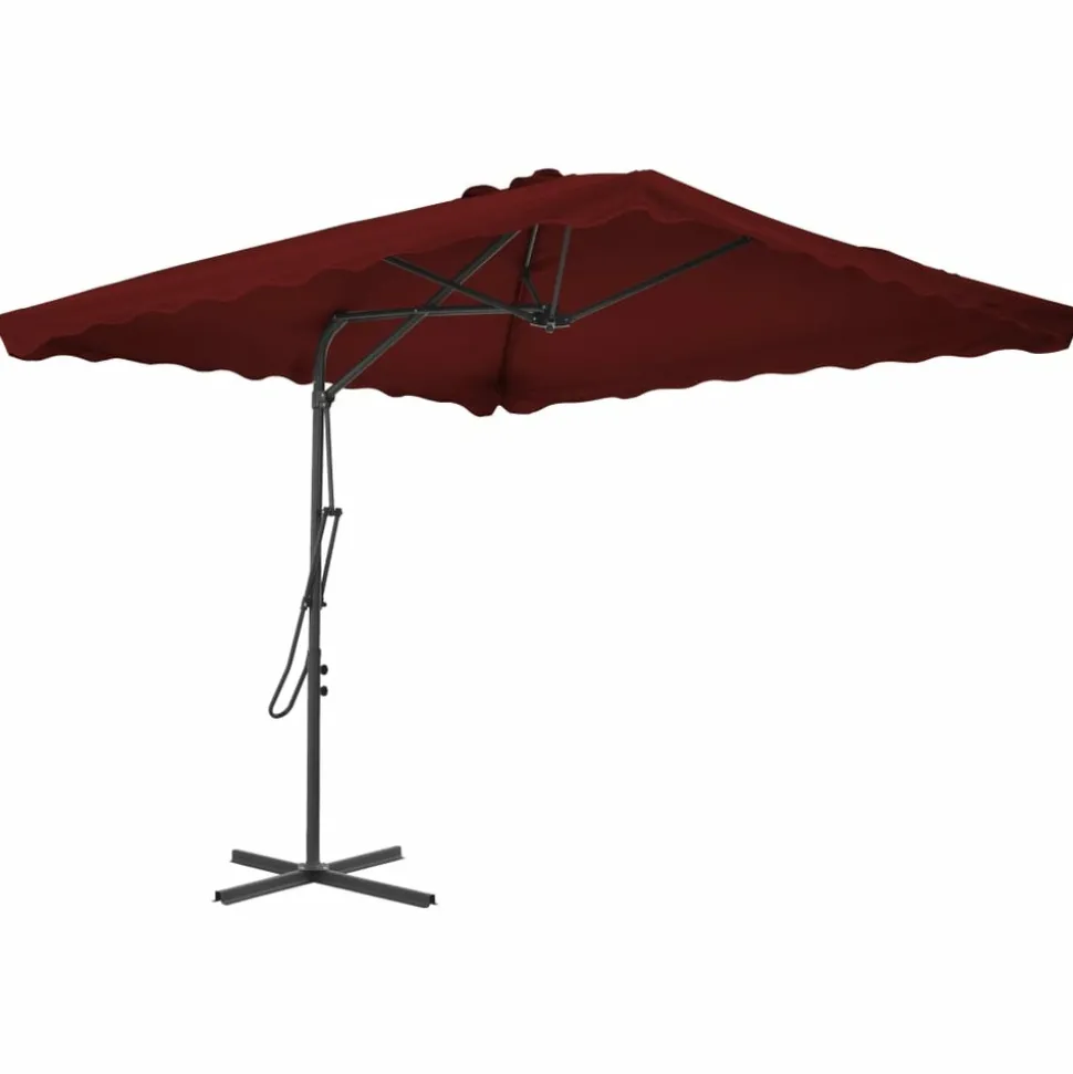 MAISON EXCLUSIVE - Parasol de jardin et mât en acier rouge bordeaux 250x250x230 cm