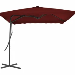 MAISON EXCLUSIVE - Parasol de jardin et mât en acier rouge bordeaux 250x250x230 cm