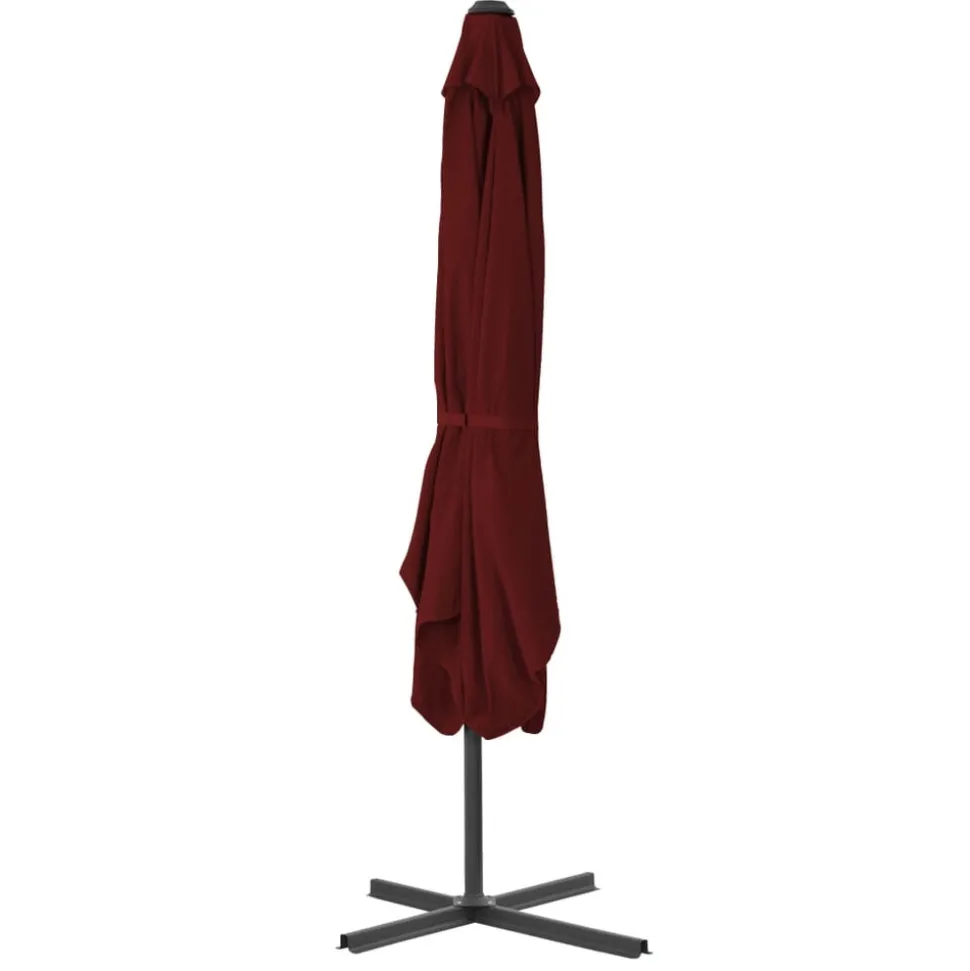 MAISON EXCLUSIVE - Parasol de jardin et mât en acier rouge bordeaux 250x250x230 cm