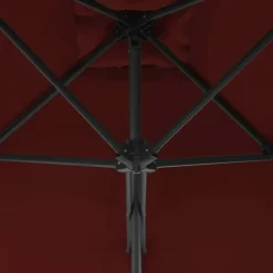 MAISON EXCLUSIVE - Parasol de jardin et mât en acier rouge bordeaux 250x250x230 cm