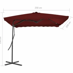MAISON EXCLUSIVE - Parasol de jardin et mât en acier rouge bordeaux 250x250x230 cm