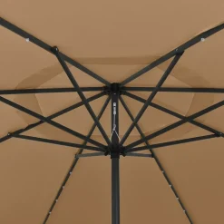 MAISON EXCLUSIVE - Parasol de jardin avec lumières led et mât en métal 400cm taupe