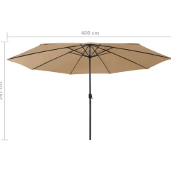 MAISON EXCLUSIVE - Parasol de jardin avec lumières led et mât en métal 400cm taupe