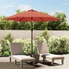 MAISON EXCLUSIVE - Parasol de jardin avec mât en métal terre cuite 300 cm