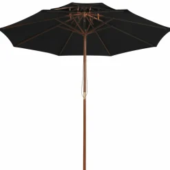 MAISON EXCLUSIVE - Parasol à deux étages avec mât en bois noir 270 cm