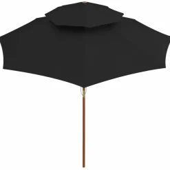 MAISON EXCLUSIVE - Parasol à deux étages avec mât en bois noir 270 cm
