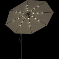 MAISON EXCLUSIVE - Parasol de jardin en porte-à-faux et lumières led mât en métal