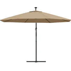 MAISON EXCLUSIVE - Parasol de jardin en porte-à-faux et lumières led mât en métal
