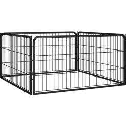 MAISON EXCLUSIVE - Parc pour chien 4 panneaux noir 100x50cm acier enduit de poudre