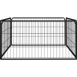 MAISON EXCLUSIVE - Parc pour chien 4 panneaux noir 100x50cm acier enduit de poudre