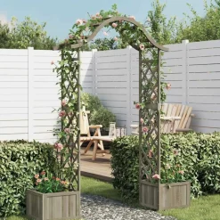 MAISON EXCLUSIVE - Pergola de jardin avec jardinière gris bois pin massif