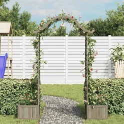 MAISON EXCLUSIVE - Pergola de jardin avec jardinière gris bois pin massif
