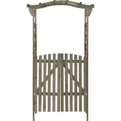 MAISON EXCLUSIVE - Pergola avec portail 116x40x204 cm gris bois de sapin massif