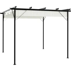 MAISON EXCLUSIVE - Pergola avec toit rétractable blanc crème 3 x 3 m acier