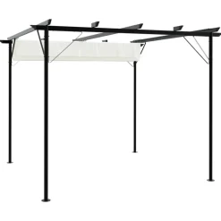 MAISON EXCLUSIVE - Pergola avec toit rétractable blanc crème 3 x 3 m acier