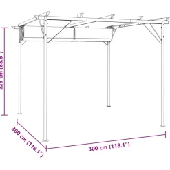 MAISON EXCLUSIVE - Pergola avec toit rétractable blanc crème 3 x 3 m acier