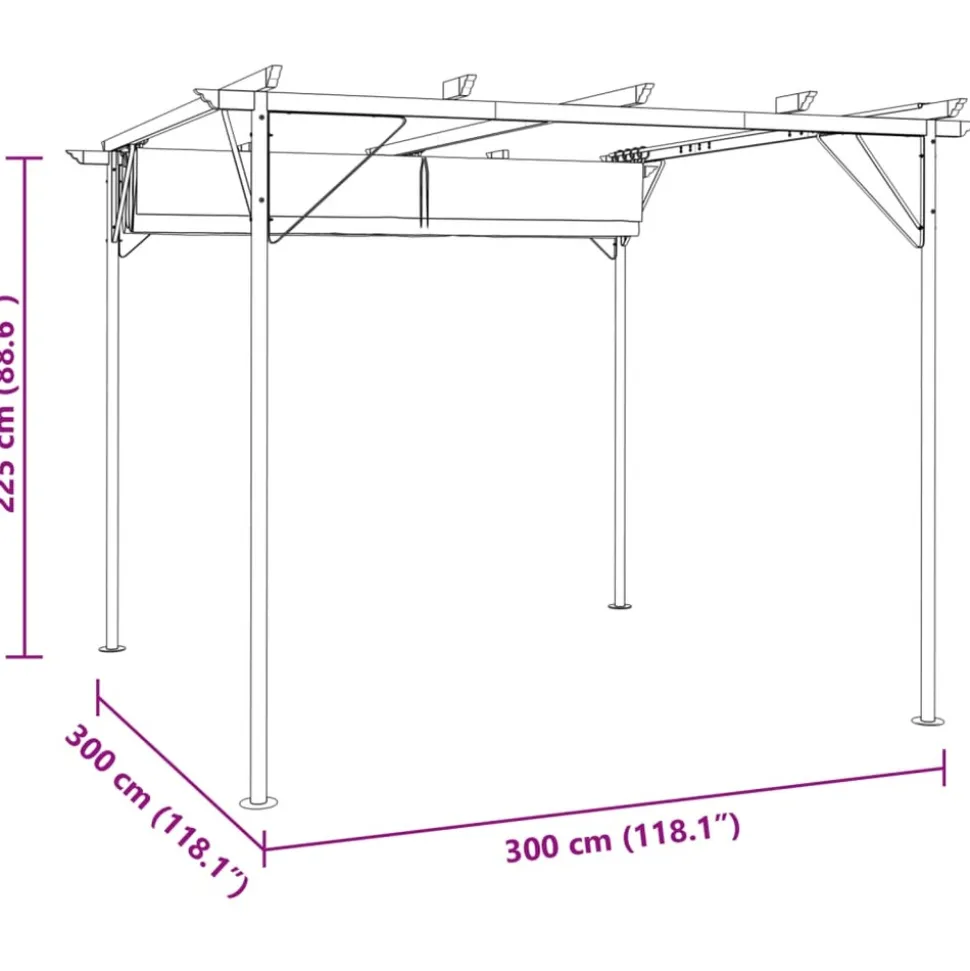 MAISON EXCLUSIVE - Pergola avec toit rétractable blanc crème 3 x 3 m acier