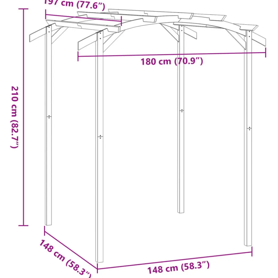 MAISON EXCLUSIVE - Pergola de jardin 180x197x210 cm bois de pin imprégné