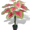 MAISON EXCLUSIVE - Plante artificielle avec pot caladium 85 cm vert et rouge