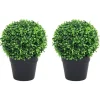 MAISON EXCLUSIVE - Plantes de buis artificiel 2 pcs avec pots boule vert 32 cm