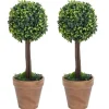 MAISON EXCLUSIVE - Plantes de buis artificiel 2 pcs avec pots boule vert 41 cm