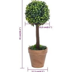 MAISON EXCLUSIVE - Plantes de buis artificiel 2 pcs avec pots boule vert 41 cm