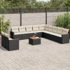 MAISON EXCLUSIVE - Salon de jardin 12 pcs avec coussins noir résine tressée