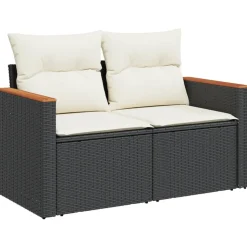 MAISON EXCLUSIVE - Salon de jardin 12 pcs avec coussins noir résine tressée