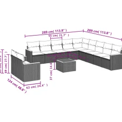 MAISON EXCLUSIVE - Salon de jardin 12 pcs avec coussins noir résine tressée