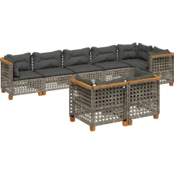 MAISON EXCLUSIVE - Salon de jardin 8 pcs avec coussins gris résine tressée