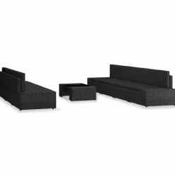 MAISON EXCLUSIVE - Salon de jardin 8 pcs résine tressée noir