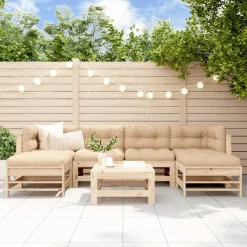 MAISON EXCLUSIVE - Salon de jardin 7 pcs avec coussins bois massif