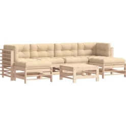 MAISON EXCLUSIVE - Salon de jardin 7 pcs avec coussins bois massif