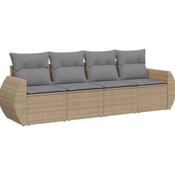 MAISON EXCLUSIVE - Salon de jardin avec coussins 4 pcs beige résine tressée