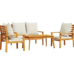 MAISON EXCLUSIVE - Salon de jardin 4 pcs avec coussins bois d'acacia solide